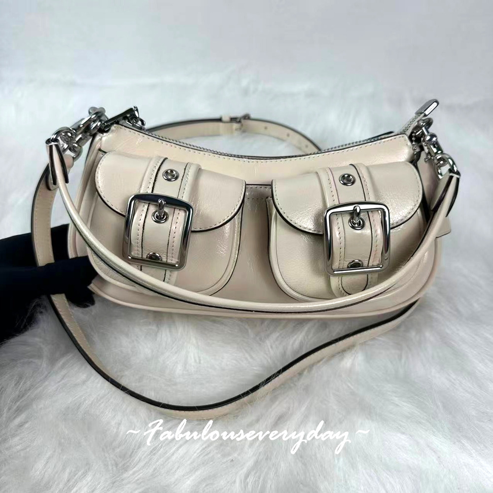 Coach Ashton Bag Shoulder/Crossbody In Glazed Leather/Silver/Chalk CBJ01 NWT